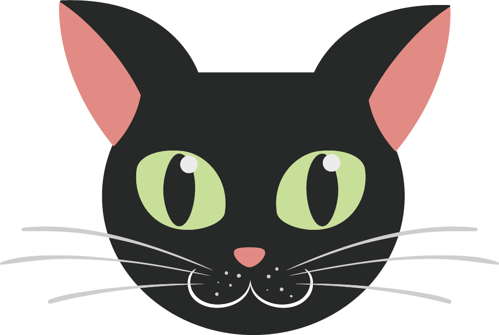 cartoon black cat face